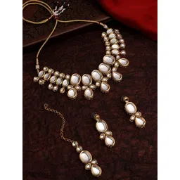 ASMITTA JEWELLERY Gold-Plated kundan Necklace and Earrings with Maang Tika-picture-38