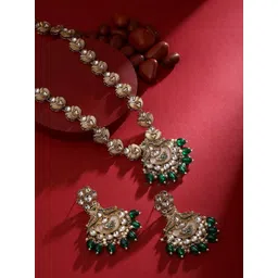 ASMITTA JEWELLERY Gold Plated Kundan Studded And Beaded Jewellery Set-picture-29