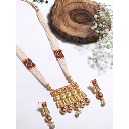 ASMITTA JEWELLERY Gold-Plated Stone-Studded & Beaded Jewellery Set-picture-21