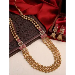 ASMITTA JEWELLERY Gold-Plated Stone-Studded & Beaded Jewellery Set-picture-20