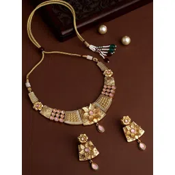 ASMITTA JEWELLERY Gold-Plated Stone-Studded & Pearl Beaded Jewellery Set-picture-26