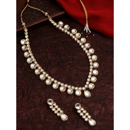 ASMITTA JEWELLERY Gold-Plated Stone Studded & Pearls Beaded Choker Jewellery Set-picture-10