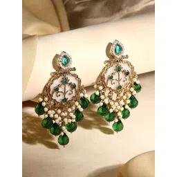 ASMITTA JEWELLERY Gold-Plated Stone Studded Contemporary Drop Earrings-picture-37