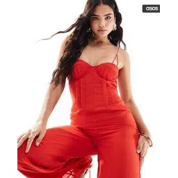 asos design Cut-Out Raw Edge Corset Paneled Jumpsuit-picture-39