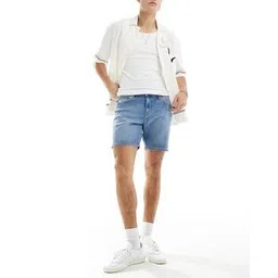 asos design Men Lightly Washed Slim Fit Denim Shorts-picture-15