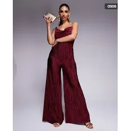 asos design Plisse Asymmetric Drape Cami Jumpsuit-picture-49