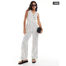 asos design Striped Asymmetric Waistcoat 2 in 1 Jumpsuit-picture-37