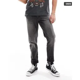 asos design Tapered Fit Turn-Up Jeans with Pleats-picture-24