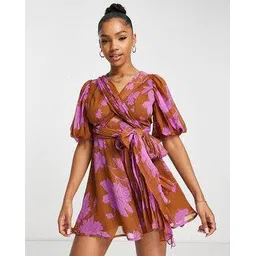 asos design Women Floral Print Drape Chiffon Flippy Playsuit-picture-23