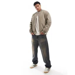 asos design Men Oversized Bomber Jacket with Insert Pockets image 3