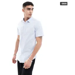 asos design Men Striped Oversized Work Shirt image 1