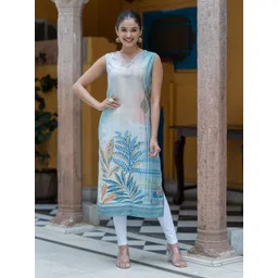 ASPORA Digital Printed V-Neck Straight Kurta-image-22