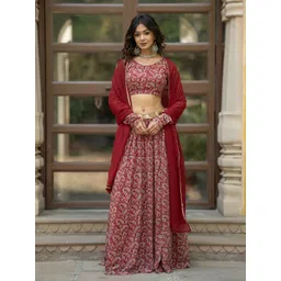 ASPORA Printed Semi-Stitched Lehenga & Unstitched Blouse With Dupatta-picture-26