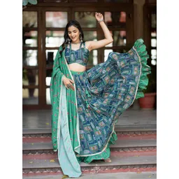 ASPORA Printed Semi-Stitched Lehenga & Unstitched Blouse With Dupatta-image-23