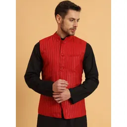 aspriya Mandarian Collar Woven Design Nehru Jackets-picture-27