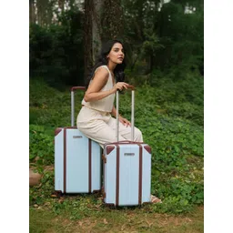 Assembly Set Of 2 Vintage Hard Luggage Trolley Bag-image-48