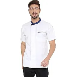 Associated Uniforms Designer Half sleeve Chef Coat (Chef Jacket - Smart Fit) (M-38, WHITE/BLUE)-picture-30