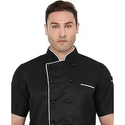 Associated Uniforms Half sleeve Chef Coat (Chef Jacket - Smart Fit) (S-36, BLACK)-picture-38