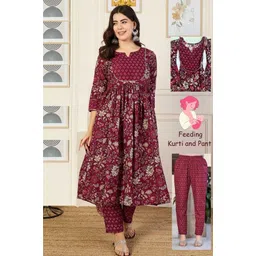 assume fab Women Floral Print Viscose Rayon Anarkali Kurta-picture-25