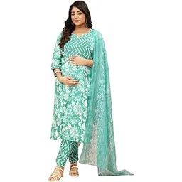 ASSUME FAB Women Maternity Kurta Set with Dupatta for Women | Nursing/Feeding Zip | Soft Rayon Ethnic Wear for Pregnancy & Postpartum-picture-28