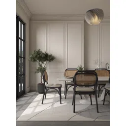 ASTERLANE Grey & White Geometric Shaggy Carpet-picture-10