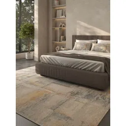 ASTERLANE Ocean Blue & Bright Yellow Polyester Abstract Carpet (5'6 x 7'6 ft)-picture-45