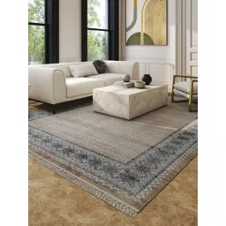 ASTERLANE White & Mahogany Polyester Geometric Carpet (4 x 6 ft)-picture-41