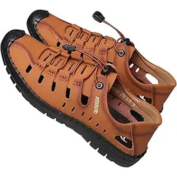 asteroid Men's Casual Outdoor Sandals with Breathable Design Slip Resistant Sole and Adjustable Bungee Lace Closure Perfect for Hiking & Walking-picture-49