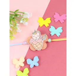 Asthetika Boys Unicorn Ice-Cream Rainbow Thread Rakhi With Roli Chawal-picture-10