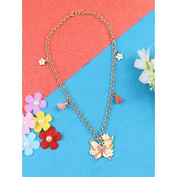 asthetika kids Asthetika Girls Butterfly Charm Beaded Minimal Chain Necklace-picture-24