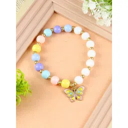 Asthetika Kids Girls Artificial Beaded Butterfly Elasticated Bracelet-picture-17