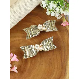Asthetika Kids Girls Set of 2 Glitter Alligator Bow Hair Clip Hair Accessory-picture-50