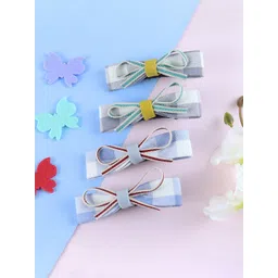 Asthetika Kids Girls Set of 4 Chequered Alligator Hair Clips-picture-22