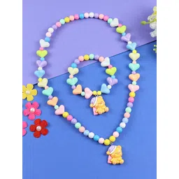 Asthetika Kids Girls Teddy Bear Charm Necklace & Bracelet Jewellery Set-picture-17