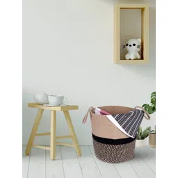 ASTRID Beige & Black Printed Jute Cotton Laundry Bag-picture-38