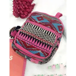ASTRID Girls Pink Geometric Tasselled Backpack-picture-14