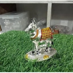 ASTRO-D 999 Silver Meenakari Cow For Puja Use (3.5 x 3.2 Inches) Decorative Showpiece - 2 cm-picture-30