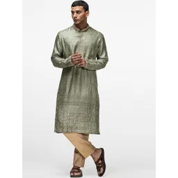 ASUKA Men Ethnic Motifs Embroidered Regular Kurta with Pyjamas-picture-33