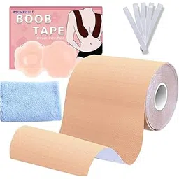 asunfish Boob Tape Kit - Breast Lift Tape(7.5 mm) & Strapless Dress Solution with 4 Silicone Nipple Cover for Fashion with 36 Strips Multipurpose Invisible Double-Sided Fashion Tape for Women Clothes-picture-36
