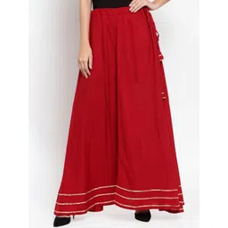 ATARAH Lace Details Cotton A-Line Maxi Skirt-picture-17