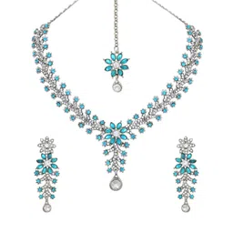 Atasi International Silver-Plated Crystal-Studded Jewellery Set-picture-24