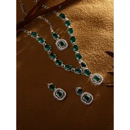 Atasi International Silver-Plated Crystals & American Diamond Studded Jewellery Set-picture-37