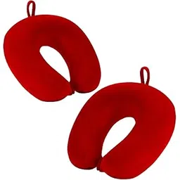 ATEVON Premium Red Pack of Two Travel Neck Holder Pillows - Comfortable Head Rest for Airplane Travel-picture-50