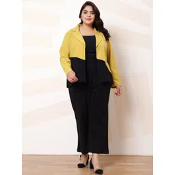 Athena Ample Black Plus Size Colourblocked Top and Blazer With Trouser Co-Ords Set-picture-40