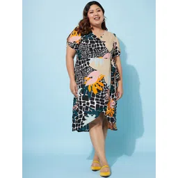 Athena Ample Plus Size V-Neck Print Crepe Midi Dress-picture-23