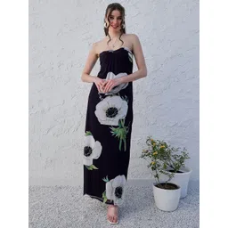 Athena Black Floral Printed Strapless Maxi Dress-picture-36