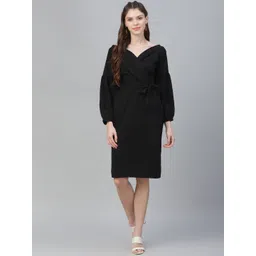 Athena Black V-Neck Wrap Dress-picture-15
