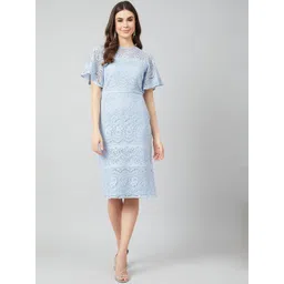 Athena Blue Self Design Sheath Dress-picture-39