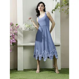 Athena Embroidered Scuba Fit & Flare Midi Dress-picture-39