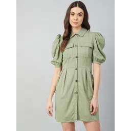 Athena Green Shirt Dress-picture-13